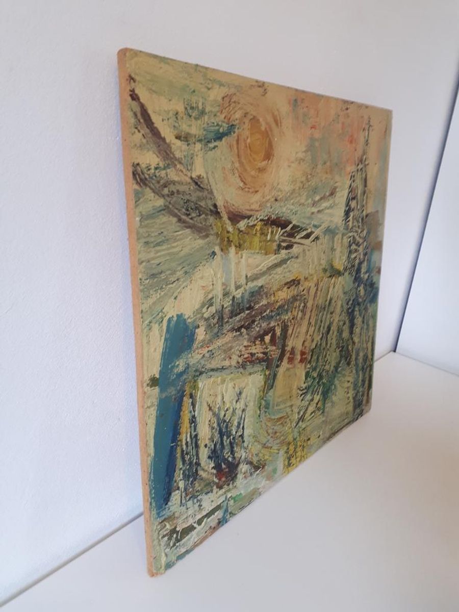 Jaren 70 Origineel Vintage Schilderij Acryl Op Hardboard image 5