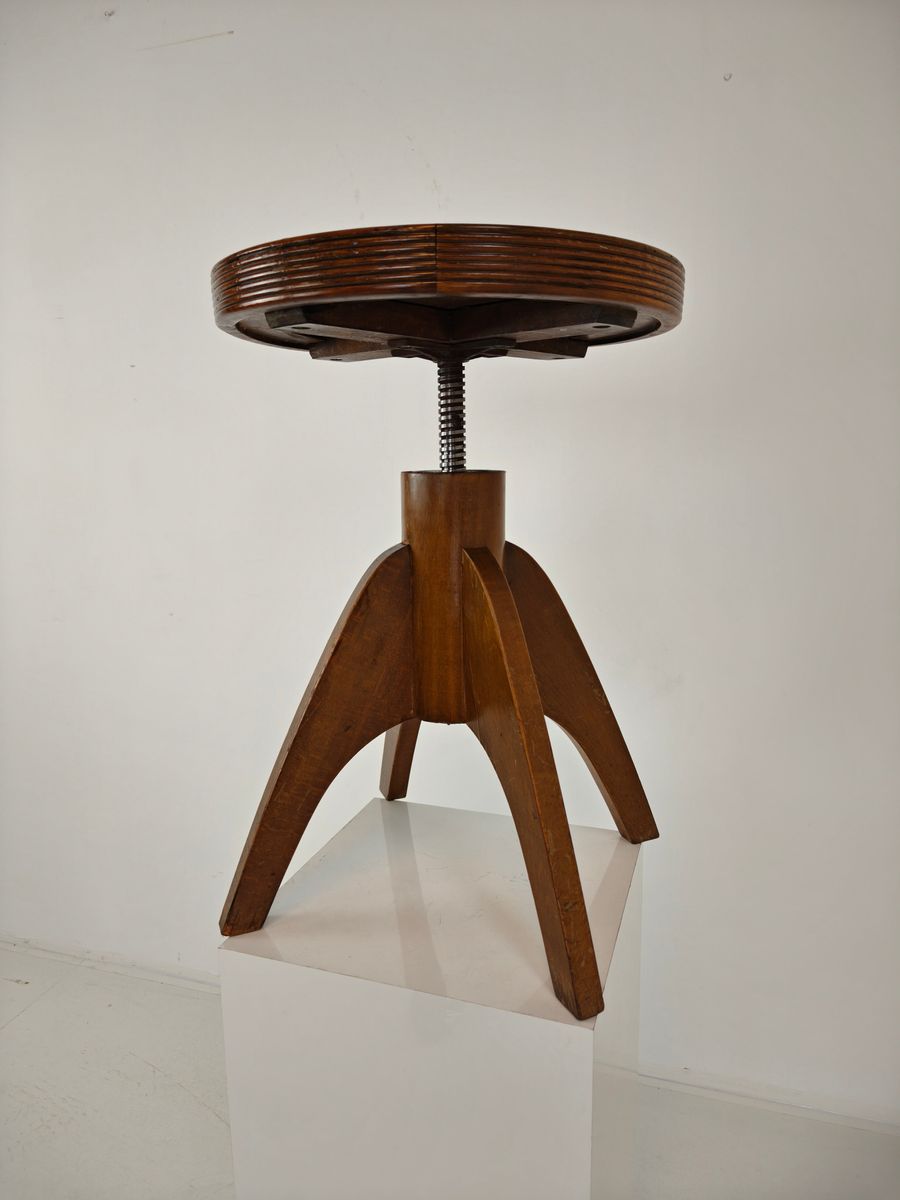 Art Deco Verstelbare Pianokruk Met Leren Zitting – Ca. 1920 image 4