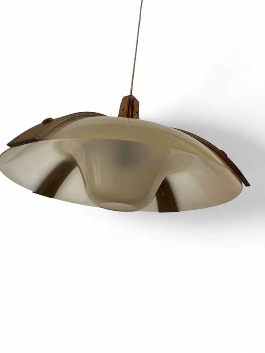 Vintage Hanglamp Met Hout Acccent Temde Leuchten Model 328 image 5
