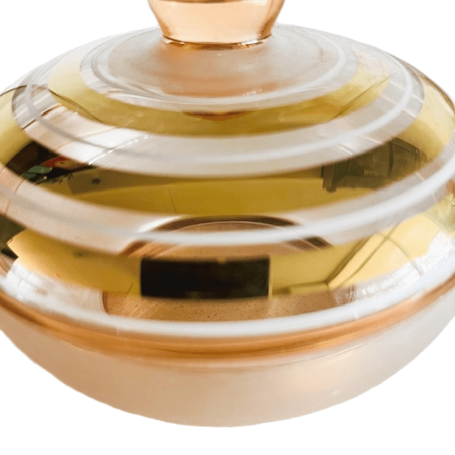 Art Deco Bonbonnière Roze Goud Glas Sieradendoosje 1950’s image 4