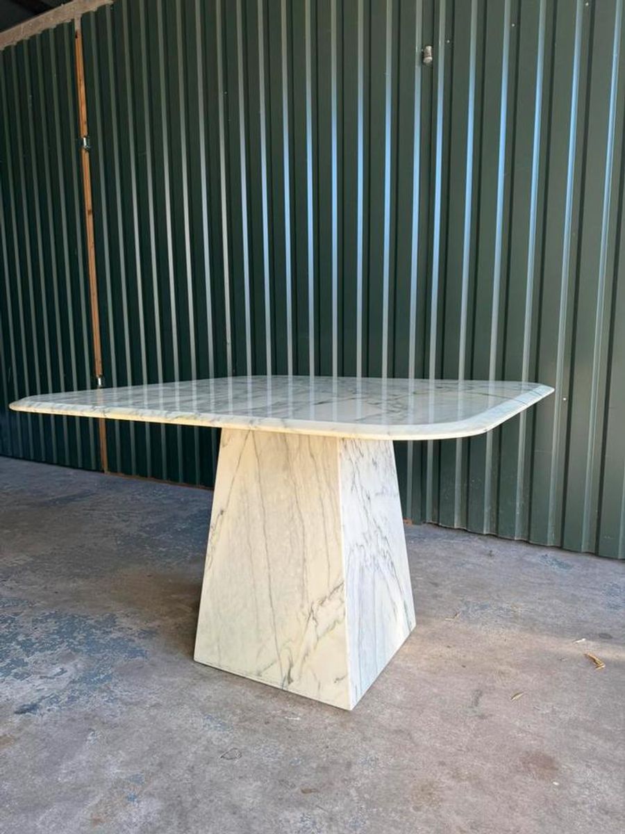 Vintage Carrara Marmeren Eettafel, Italië 1980 image 2