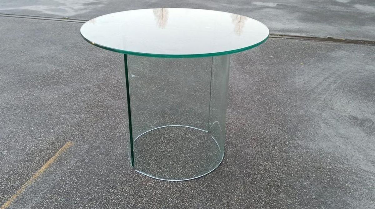 Vintage Postmodern Glazen Bijzettafel, Rond image 5