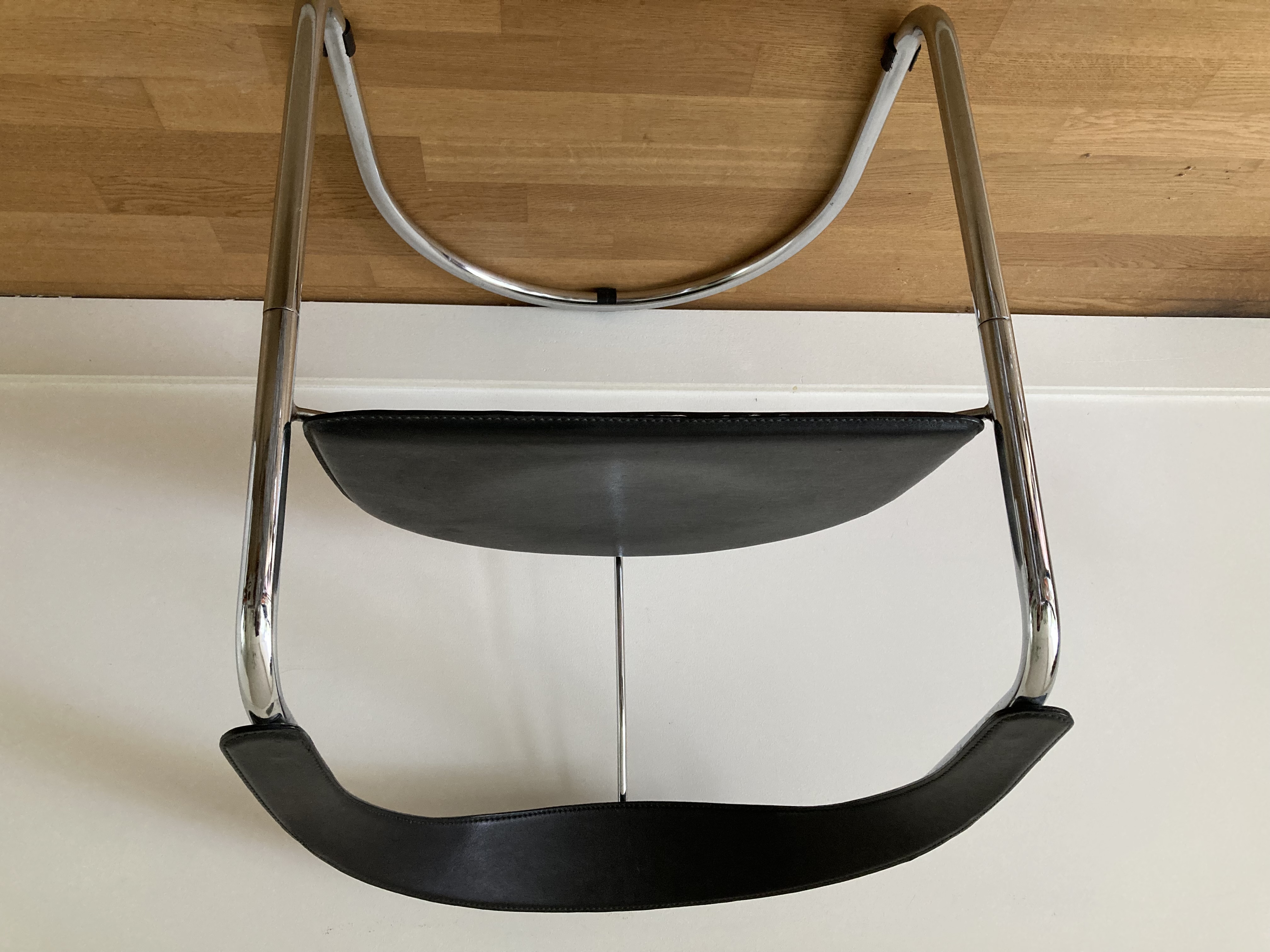 4 Italiaans Design Tuigleer Chroom Buisframe Stoelen image 3