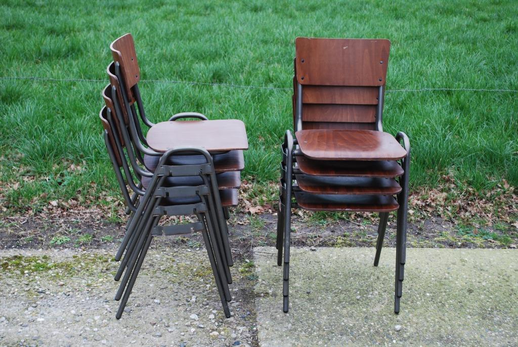 Industriële Stoelen 8X Stapelstoel, Schoolstoel, Kantinestoe image 3