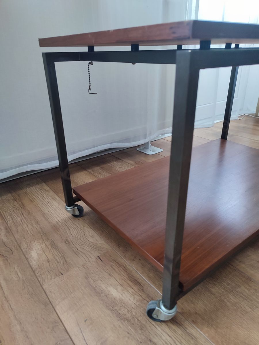 Vintage Bijzet Tafel Trolley Op Wielen Tafeltje Audio Tv image 16