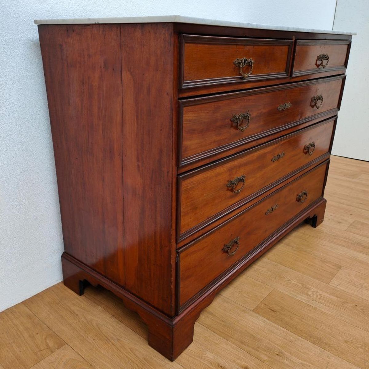 Vintage Antiek Dressoir Commode Ladekast Badkamermeubel Met Marmer Blad 704 image 6