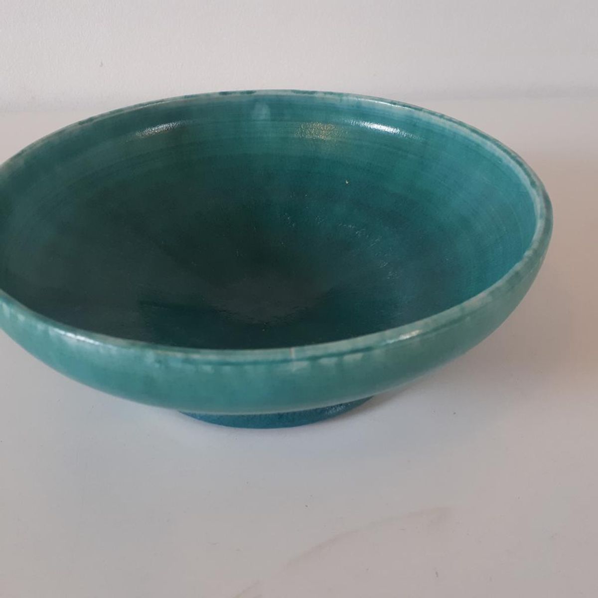 Vintage Schaal Blauw Groene Keramieke Schaal Gemerkt image 4