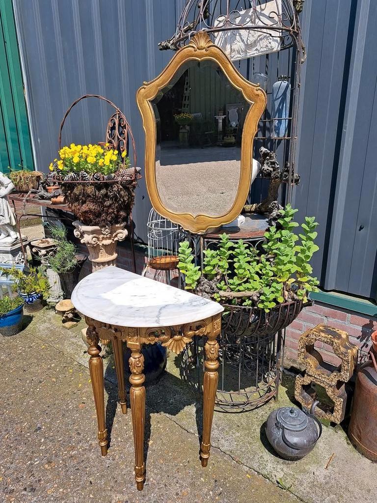 Antieke Console, Sidetable, Wandtafel Met Bijbehorende Spieg image 4