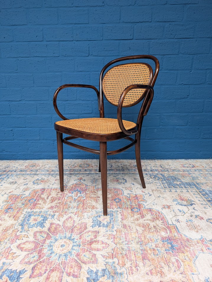 7x Vintage Rotan Stoelen, Model 215r, Thonet image 6