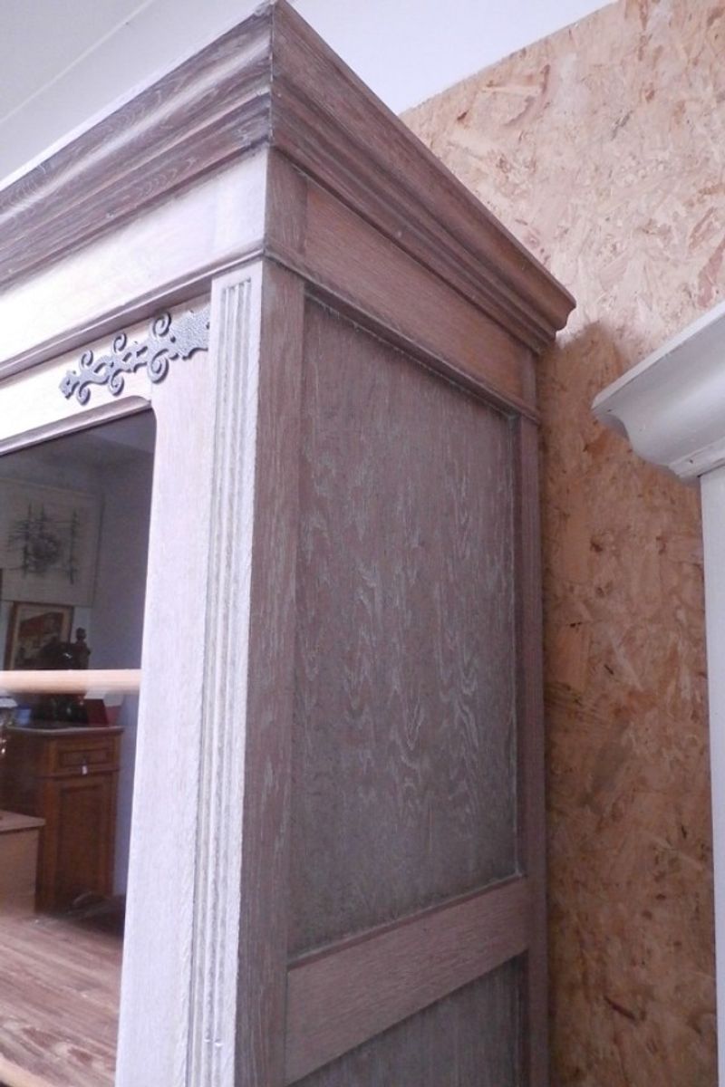 Grote 2-deurs Schoolkast In Eik "white Wash". image 9