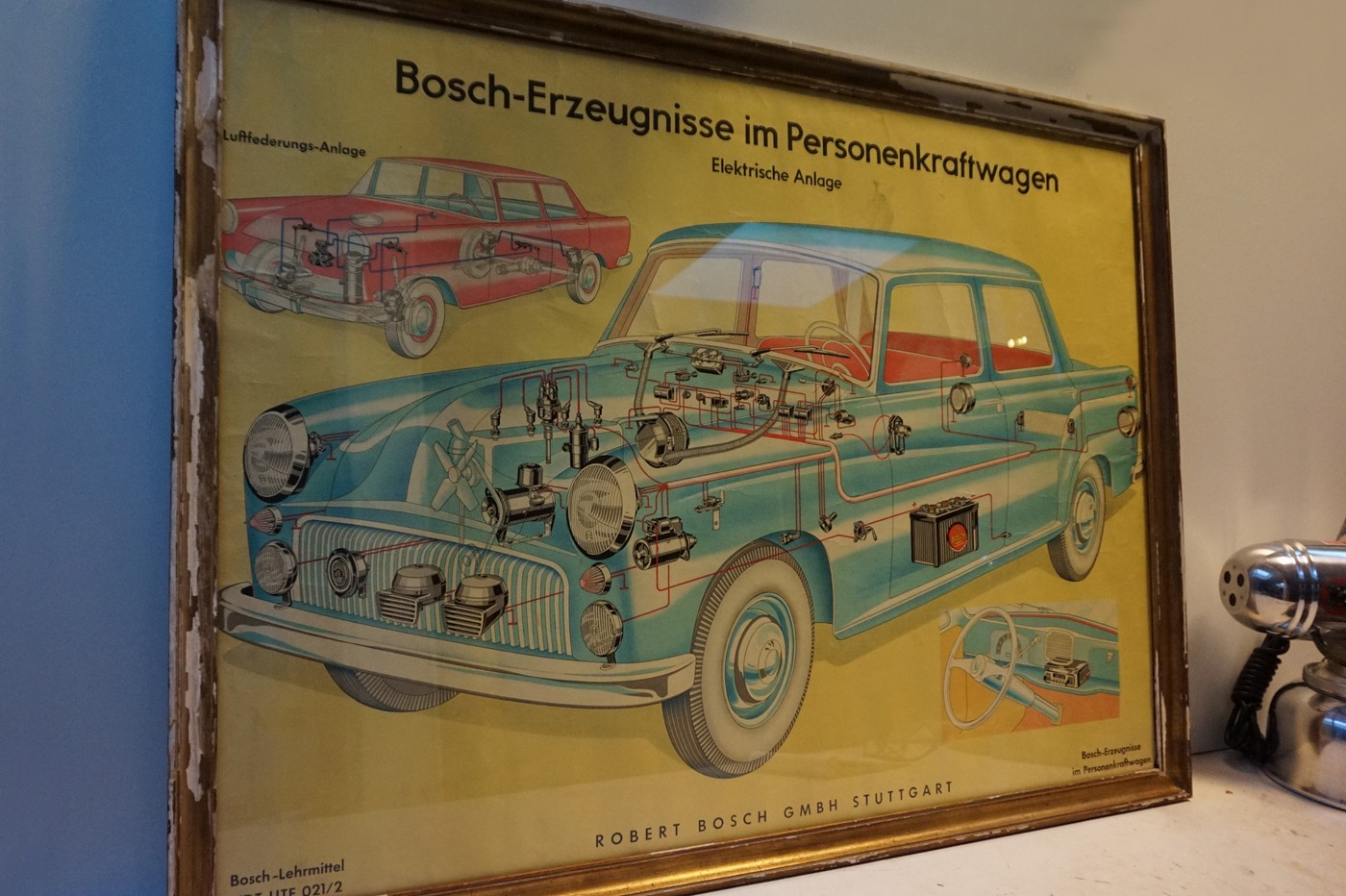 Prachtige Ingelijste Oude Les Poster Van Robert Bosch, Stuttgart 1950S image 4