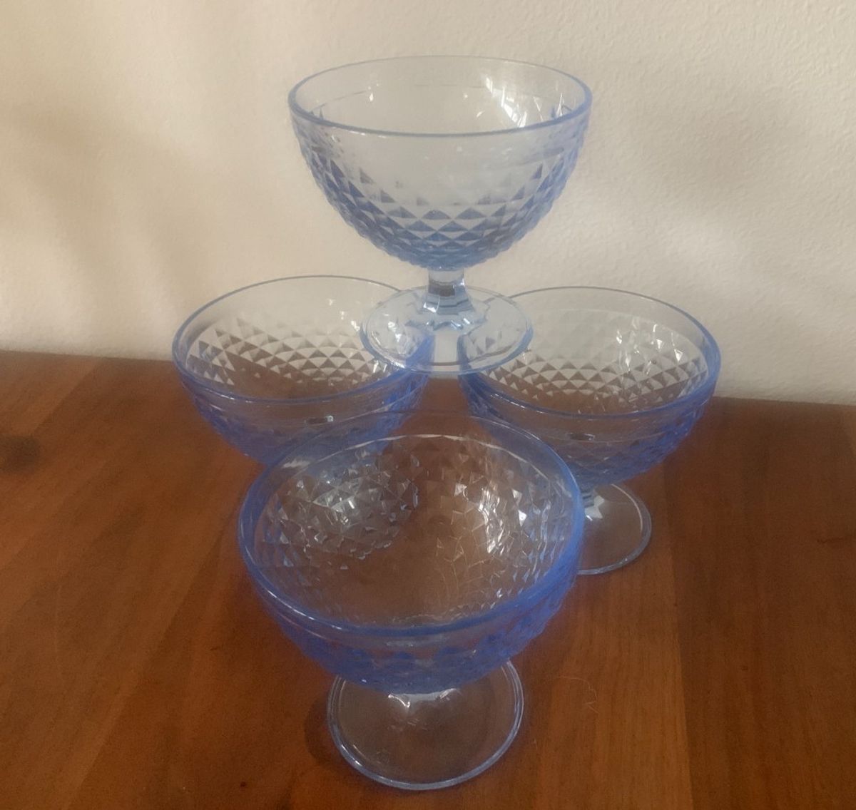 Vintage Set Van 4 Blauwe Glazen Coupes Van IKEA Made In Italië image 6