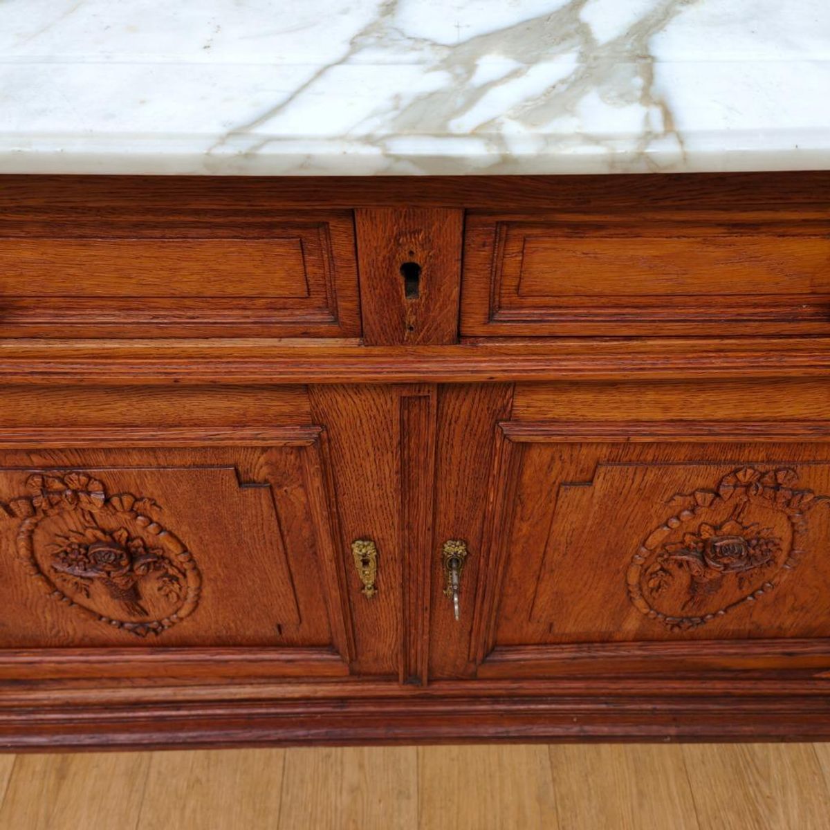 Vintage Antiek Dressoir Commode Ladekast Badkamermeubel Met Marmer Blad 707 image 15