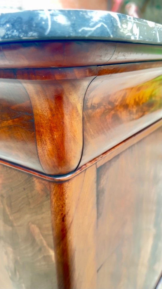 Zeldzame Mahonie Secretaire Met Marmeren Bovenblad 19e Eeuw image 9