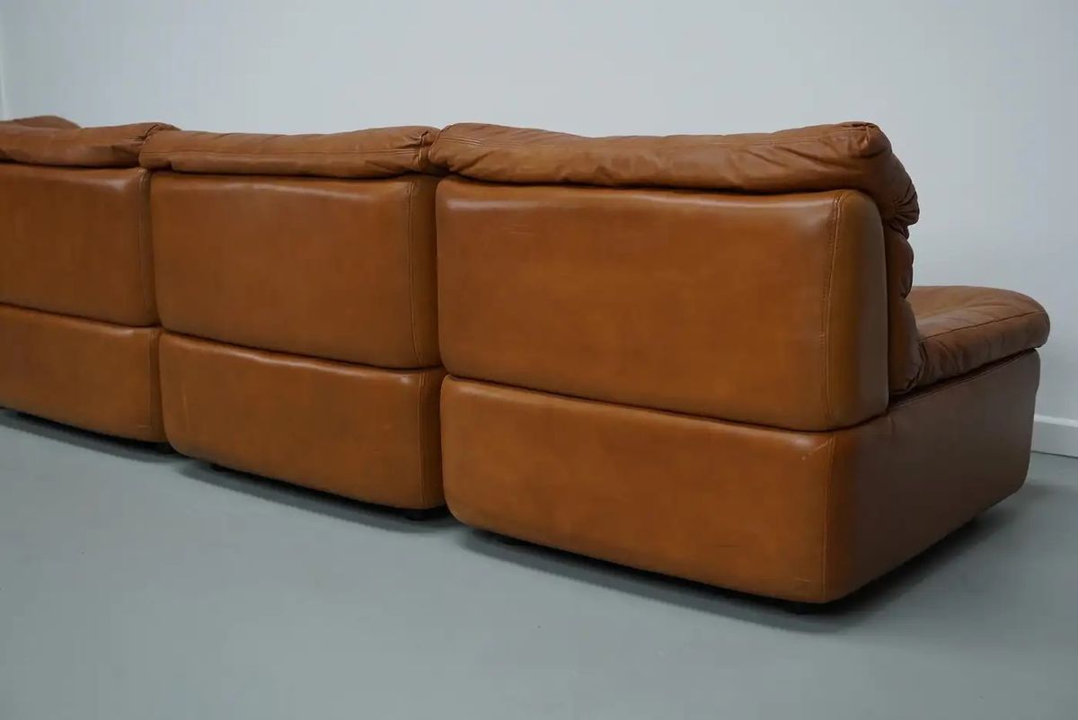 Vintage Cognac Leren Modulaire Hoekbank Van <<<brand>>>, Duitsland 1970 image 14