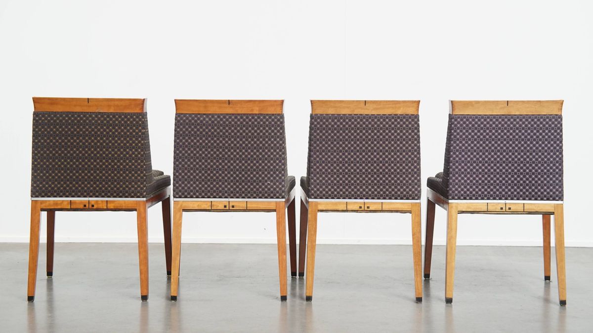 Prachtige Set Van 4 Niet Veel Voorkomende Art Deco Design Eetkamerstoelen Van Schuitema image 4
