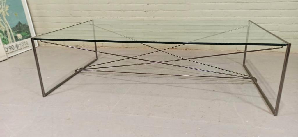 Vintage Postmodern Glas En Metaal Salontafel image 12