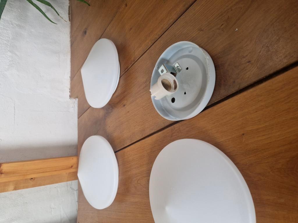 3 Vintage Discus Plafond Of Wandlampen Design Melkglas. image 7
