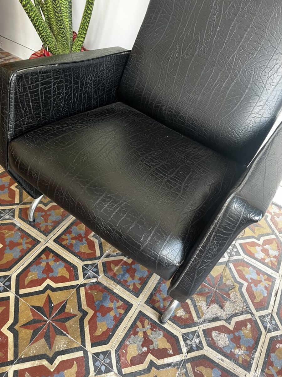Mid-century Fauteuil 🖤 Zwarte Skai image 8