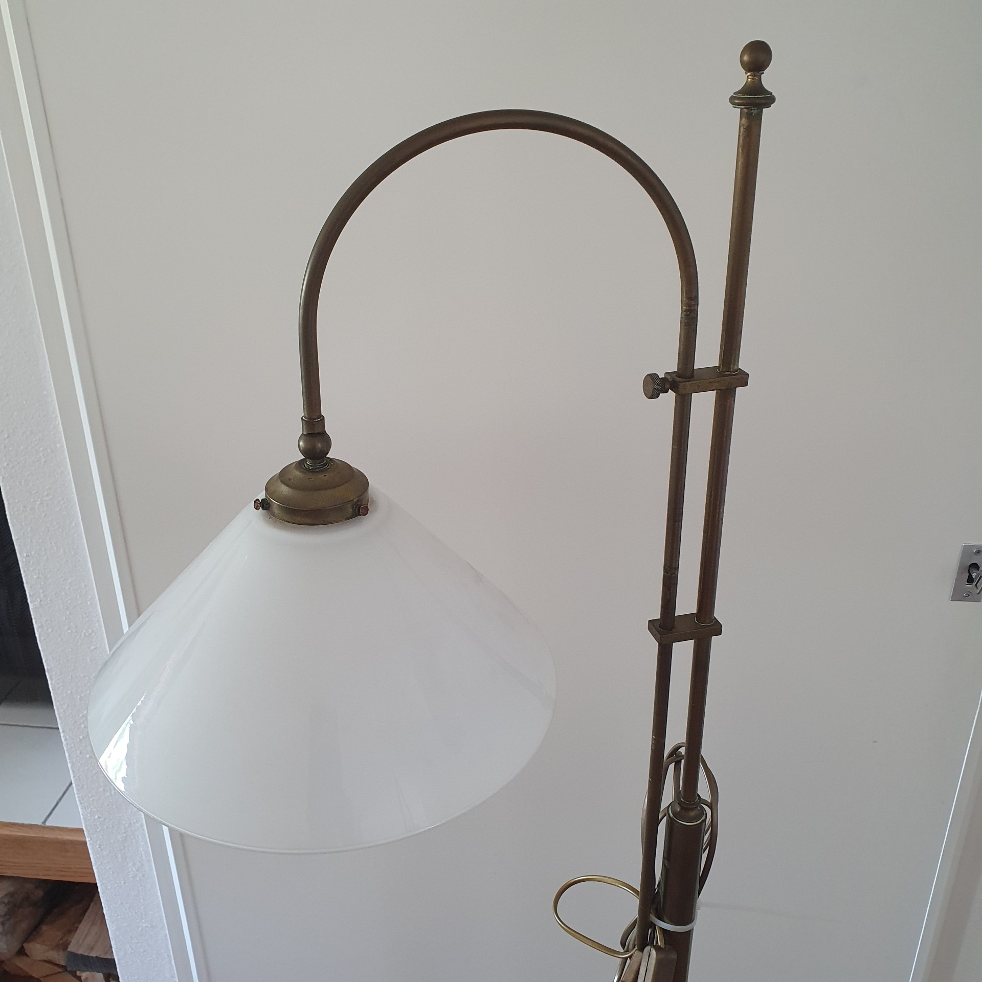 Vintage - Vloerlamp - Staande Lamp - Koper - Opaline Kap image 16