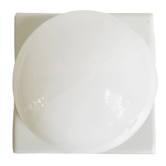 Vintage Mid-Century Plafondlamp Wit Vierkant Keramiek Nopjes image 7