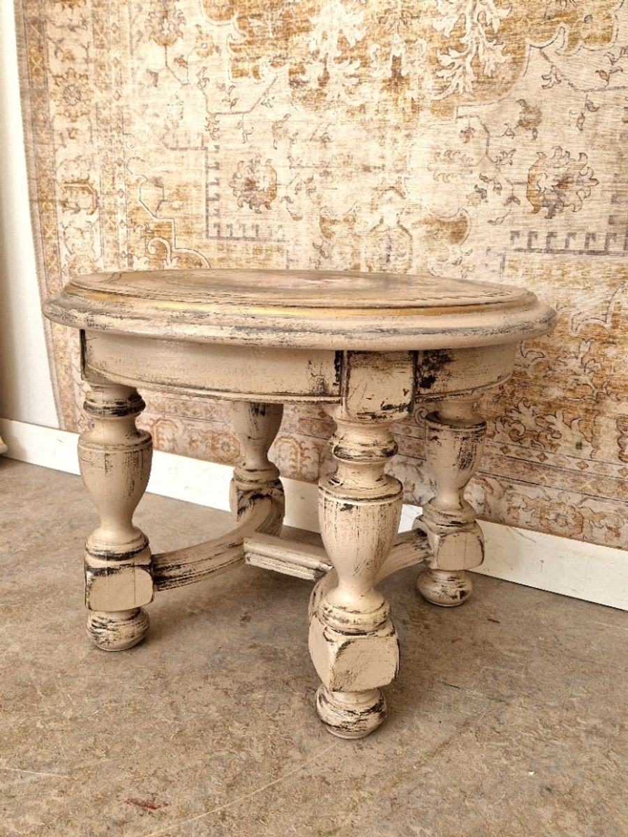 Hout Tafel In Roze / Vintage Look Salontafel/ Uniek Handbeschilderde Tafel image 2