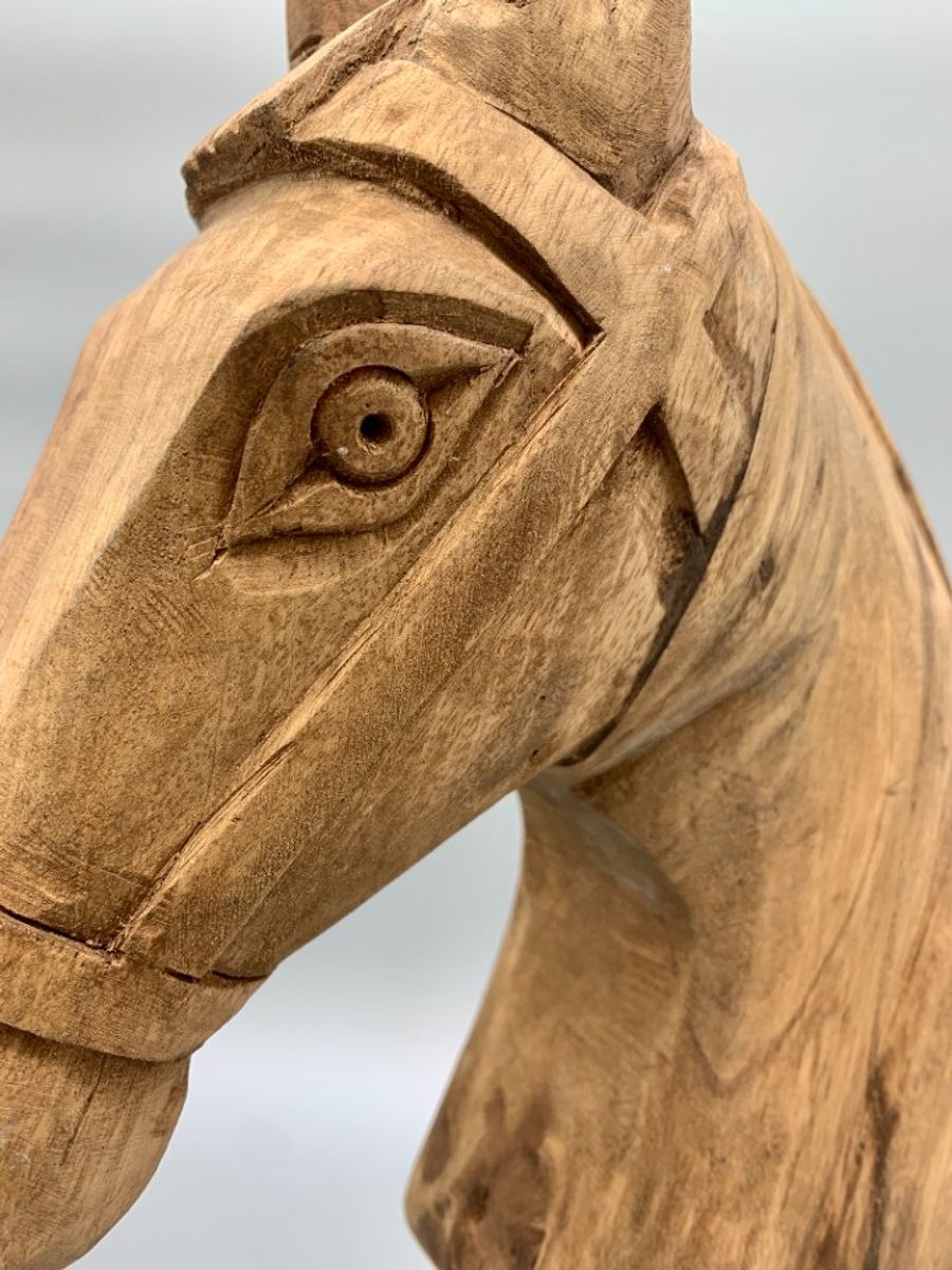 Vintage Groot Houten Hoofd Paard Op Sokkel image 10