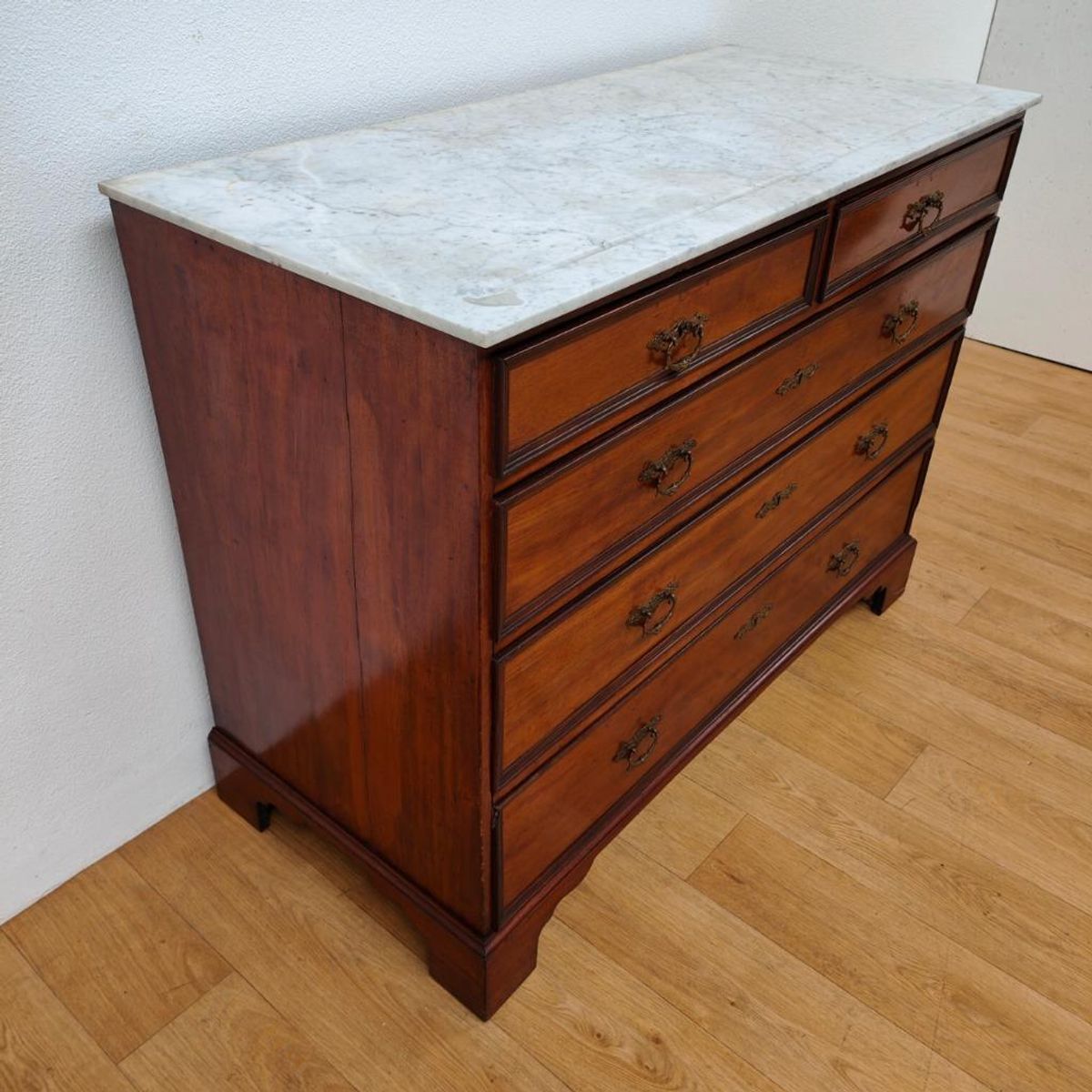 Vintage Antiek Dressoir Commode Ladekast Badkamermeubel Met Marmer Blad 704 image 7