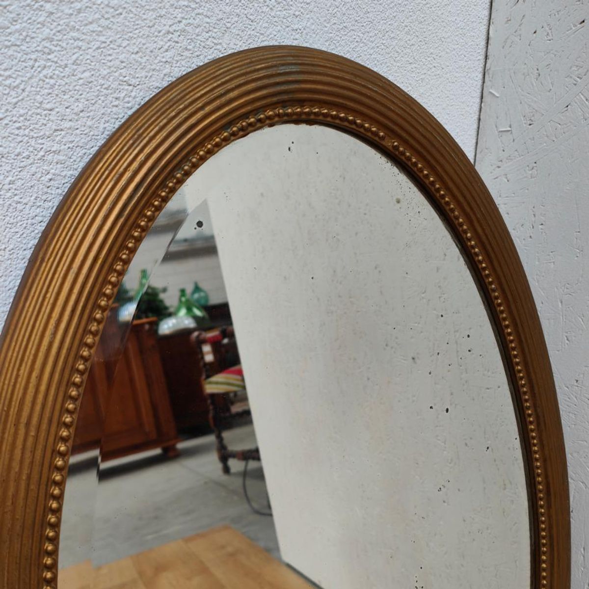 Vintage Goudkleurige Hollywood Regency Barok Rococo Spiegel Schouwspiegel Ovaal. image 13