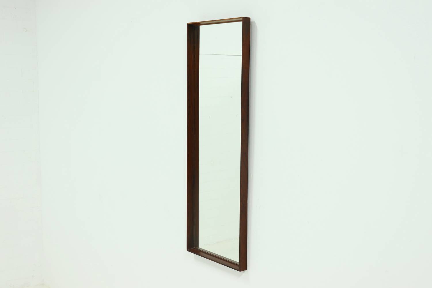 Large Scandinavian Rectangular Rosewood Mirror 1960s image 2