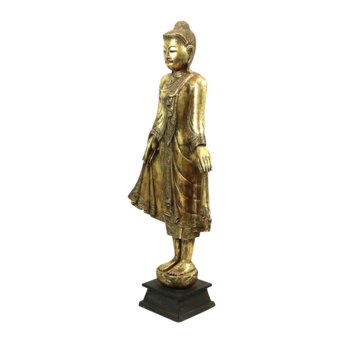 Enorm Boeddhabeeld Verguld Hout Mandalay Birma 140cm image 8