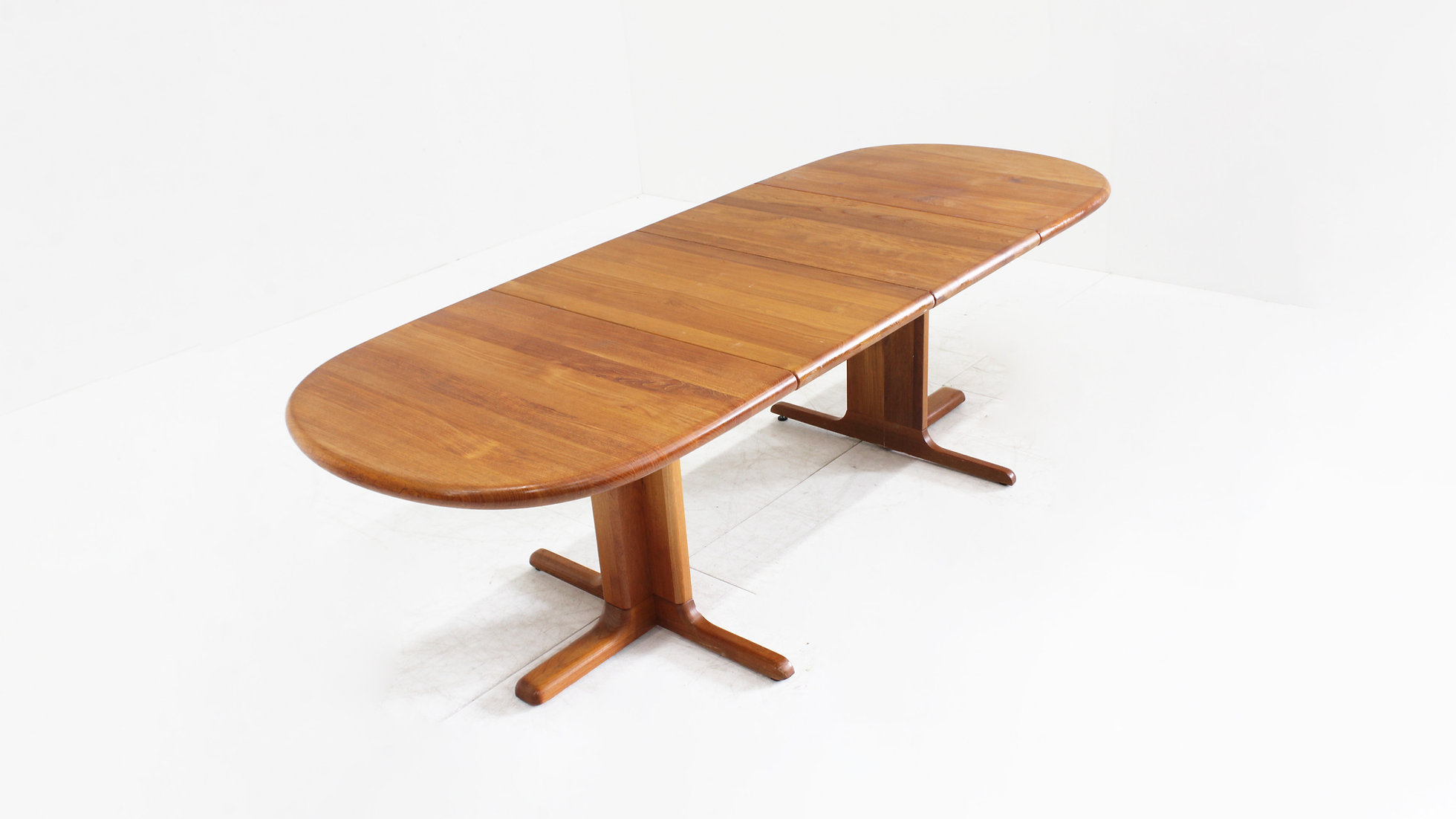 Vintage Danish Oval Extendable Dining Table Solid Teak 1960s image 2