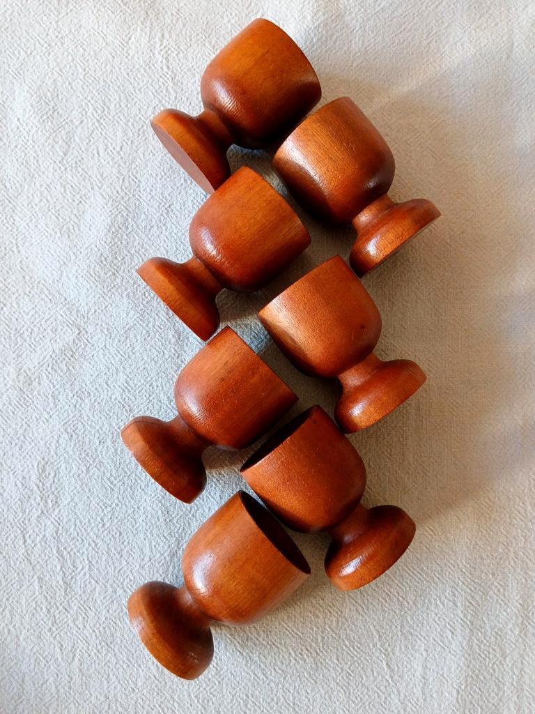 Vintage Eierdopjes Hout 7 Stuks image 3