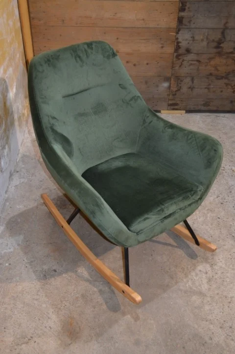 Jannis Schommelstoel Groen Met Metalen Frame En Stoffen Bekleding image 2