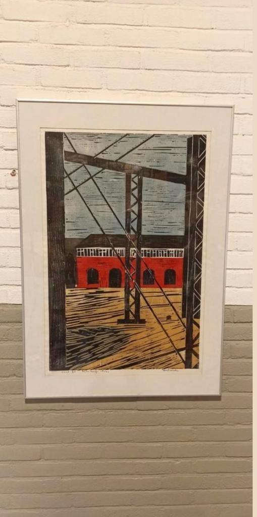 "rijkswerf", Piet Lont, 1995, Houdsnede Op Japans Papier image 4