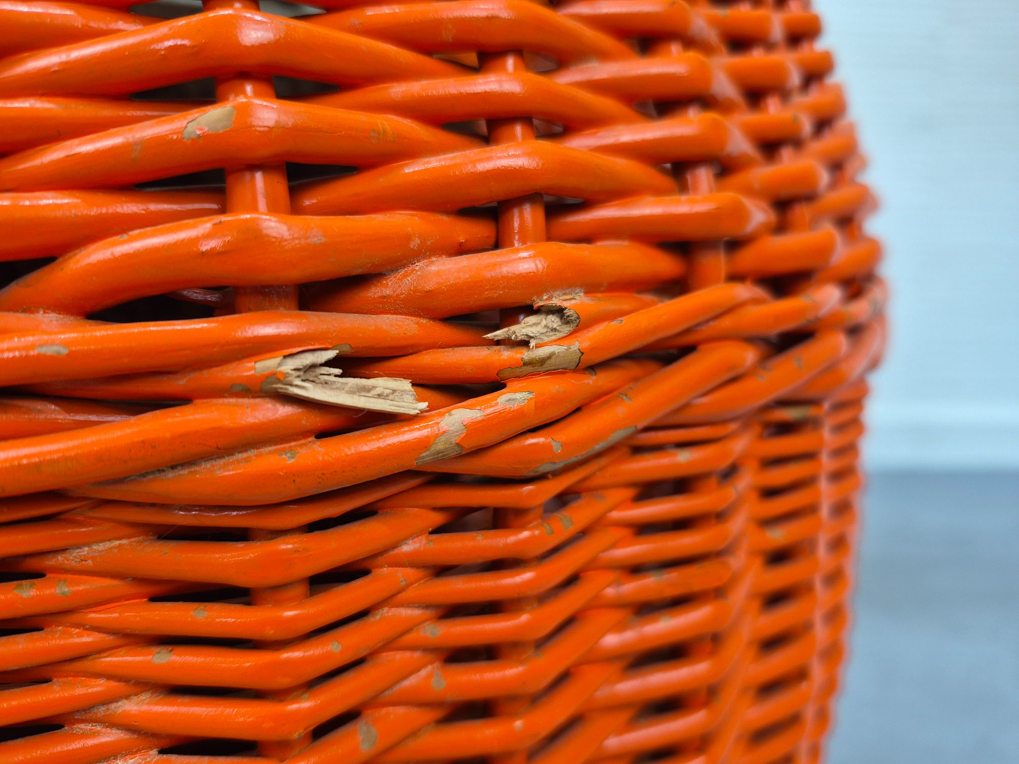 Xxl Oranje Rotan Mand. Vintage Ronde Rieten Opbergmand Etc. image 5