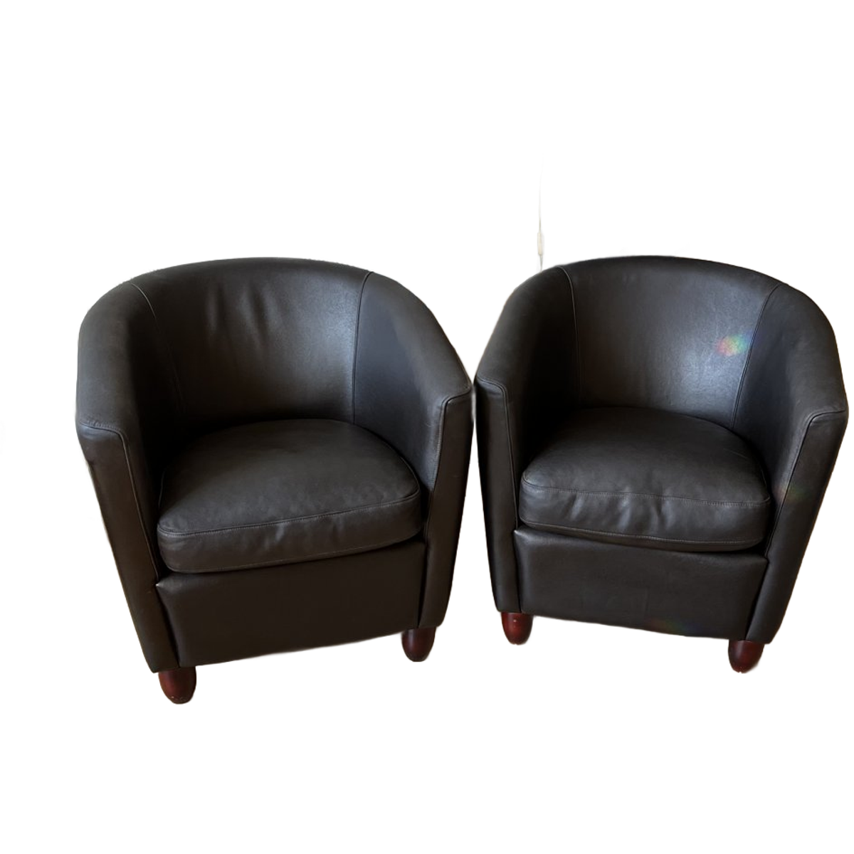2 Leren Kuipstoelen : Donkerbruin Leer image 6