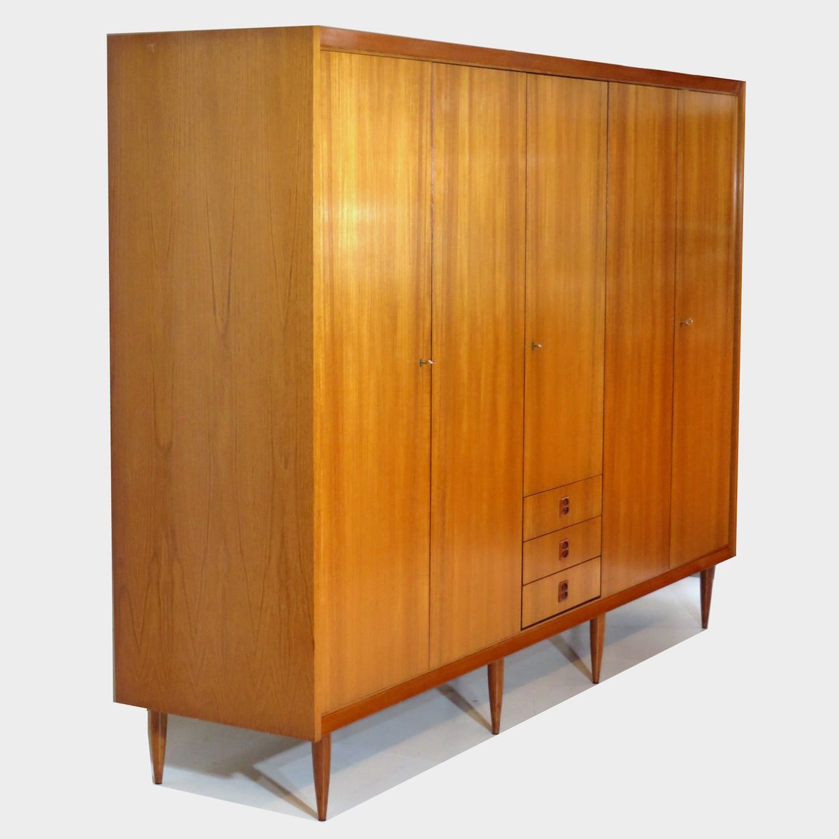 Grote 5-deurs Vintage Design Kledingkast In Teak, Jaren 60 image 7