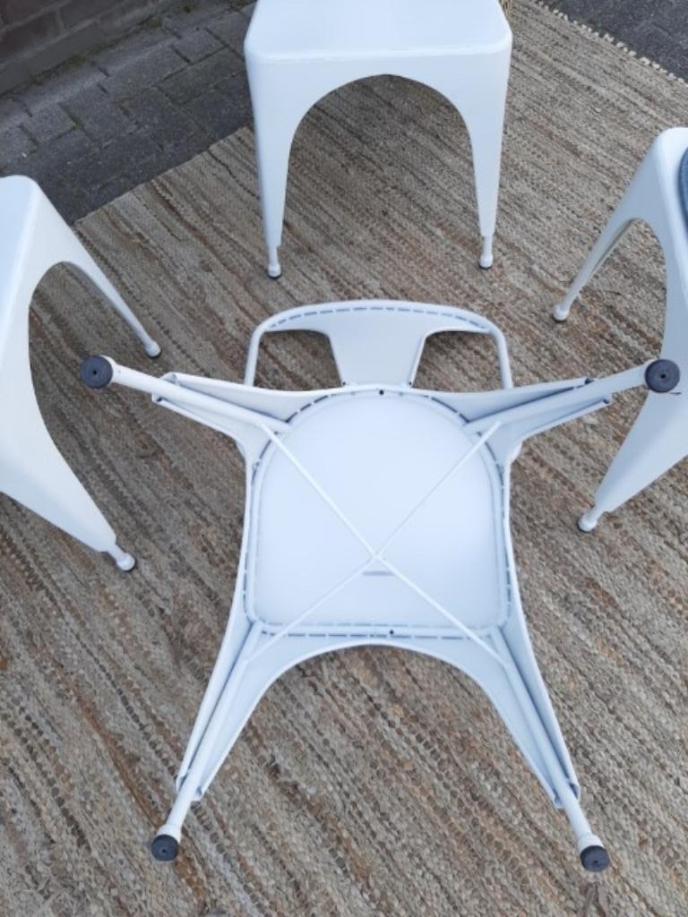 4 Tolix Style Eetkamerstoelen Vintage Design Witte Stoelen image 13