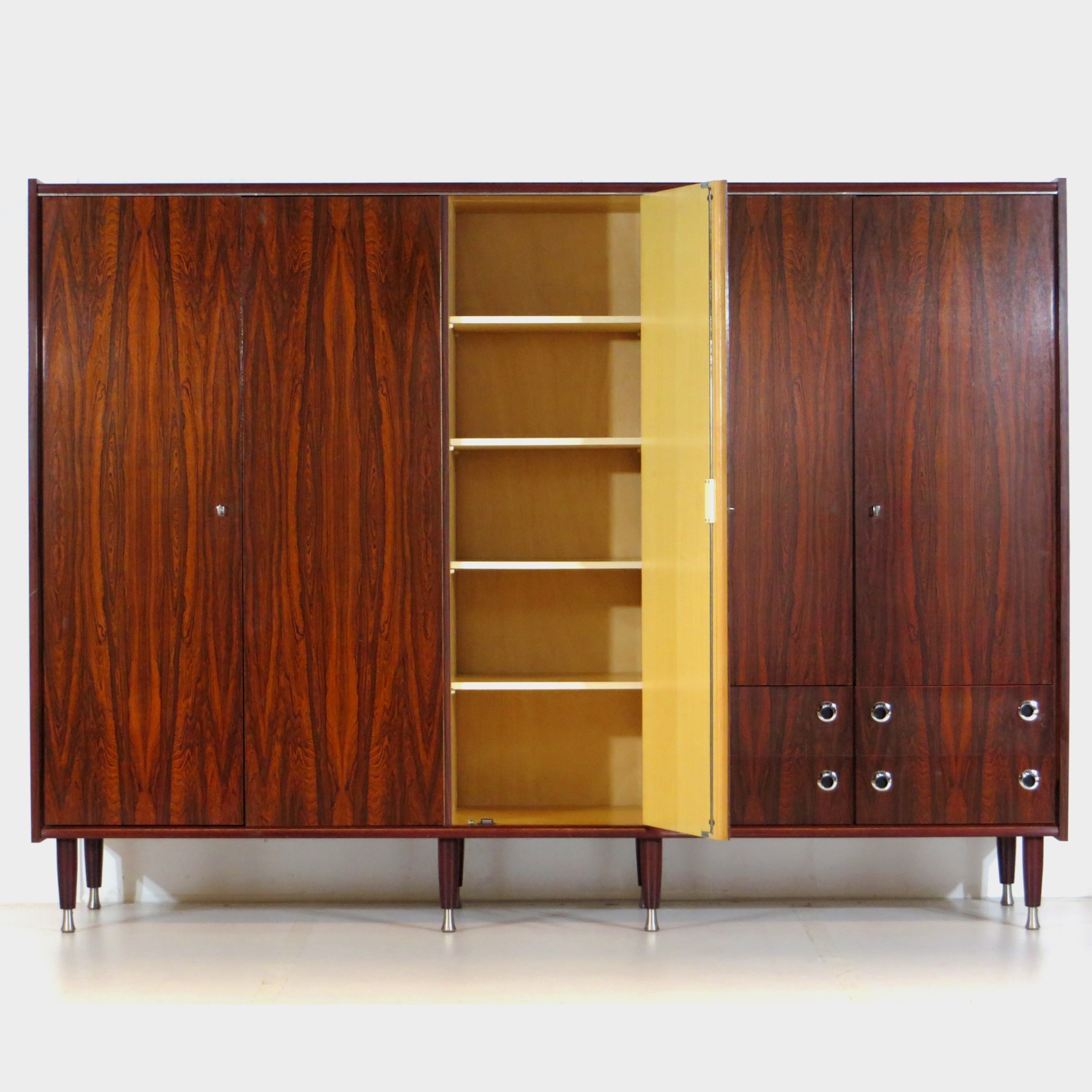 Grote Vintage 5-deurs Mid Century Design Kledingkast, 1960s image 4