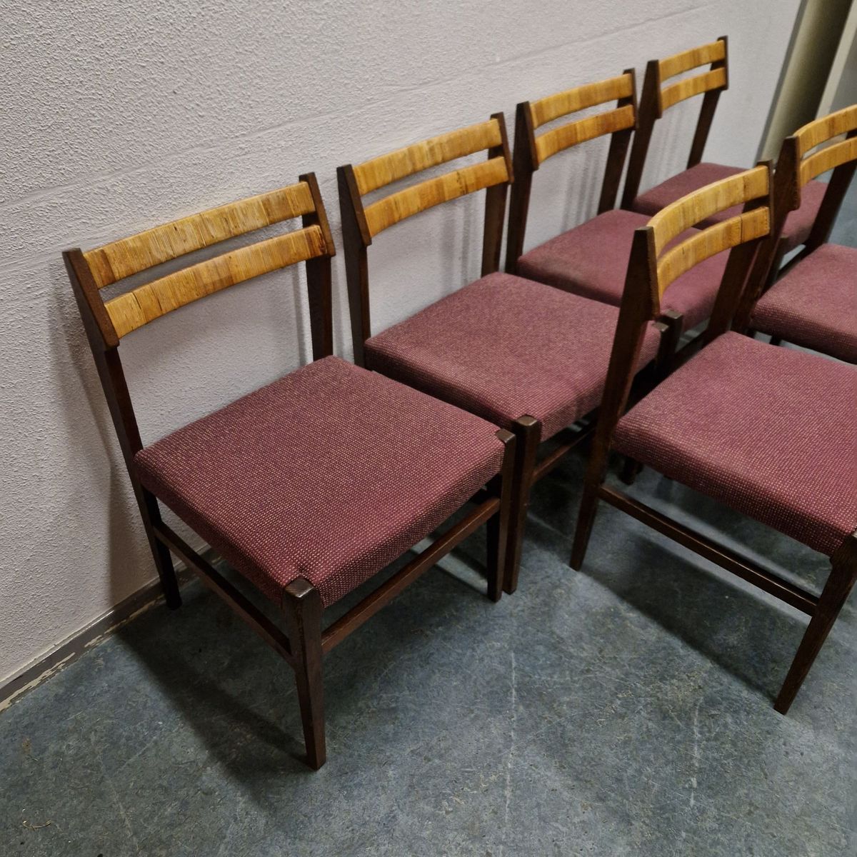 Set Van 6 Vintage Stoelen Eetkamerstoelen Jaren 60 Jaren 70 image 3