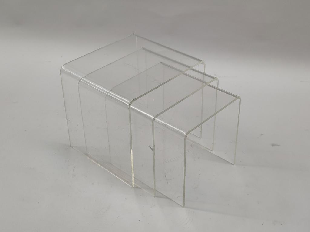 Vintage Set Bijzettafeltjes Plexiglas Nesting Tables Aqryl image 2