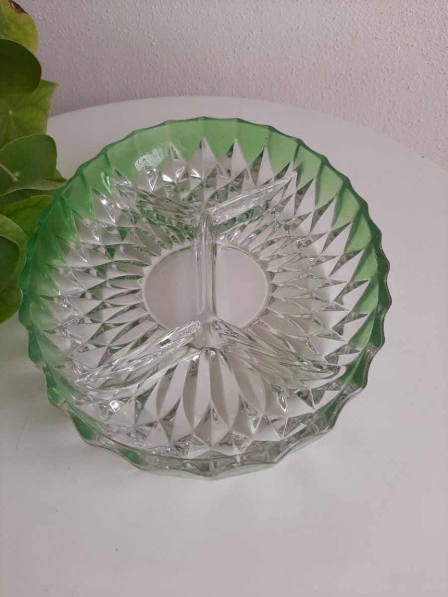 Vintage Ovale 4 Deels Kristalglas Schaal VEBA GLAS image 3