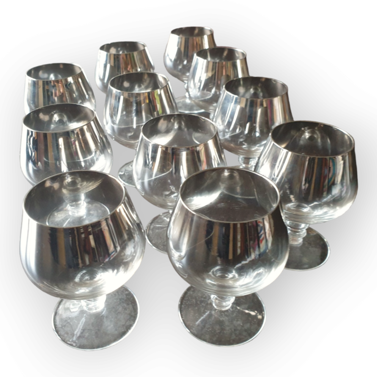 Set Van 11 Vintage Jaren 60 Zilver Ombre Cognac Glazen image 9