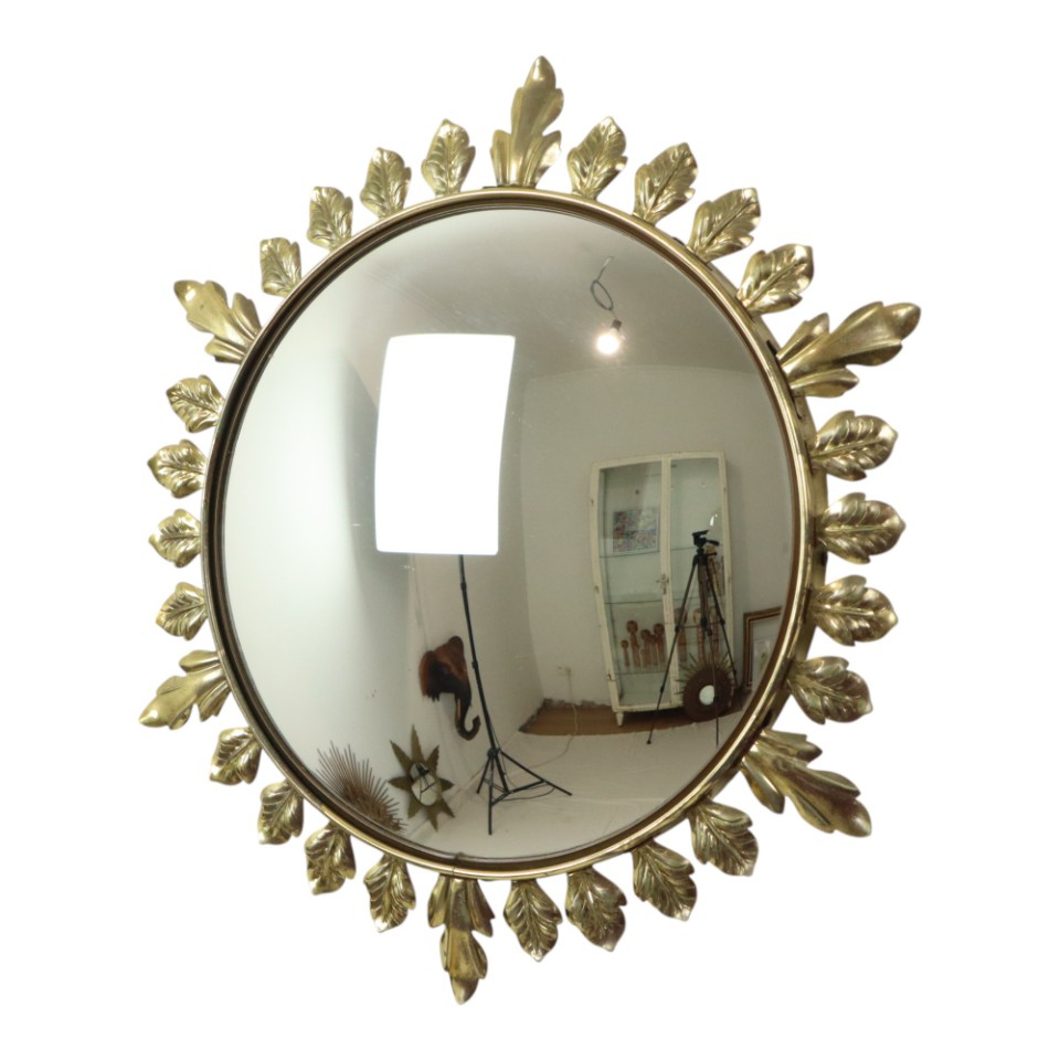 Vintage Metalen Zonnespiegel Convex Goud Deknudt Jaren 70 image 9
