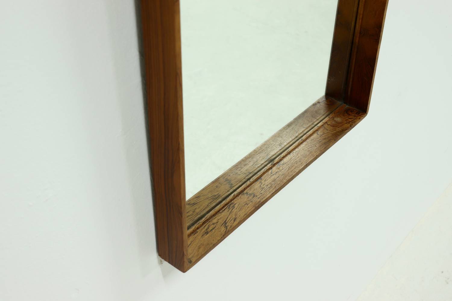 Large Scandinavian Rectangular Rosewood Mirror 1960s image 5