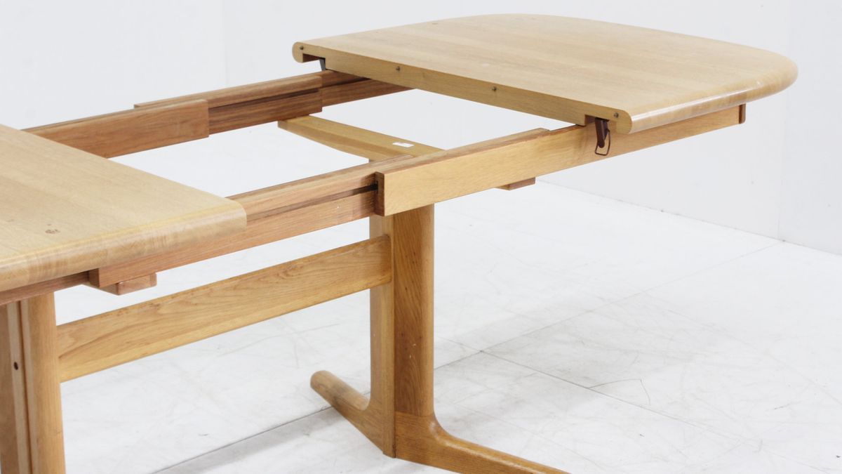 Vintage Deense Ovalen Uitschuifbare Eettafel Tafel Massief Hout image 5