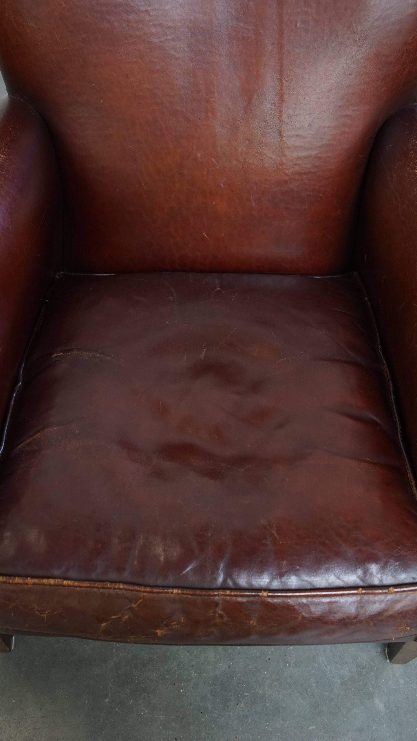 Karaktervolle Set Van 2 Vintage Schapenleren Armchairs Met Warme Kleuren En Een Mooi Patina image 7