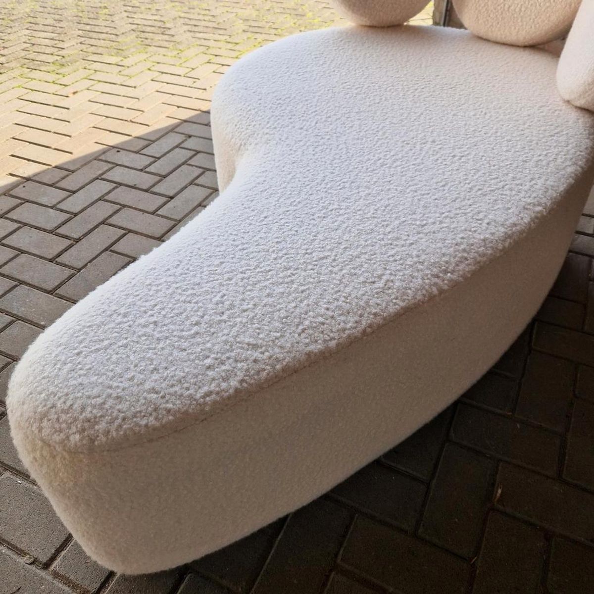 Shaise Longue Bank Nieuw Bekleed Teddy Stof Bank image 3
