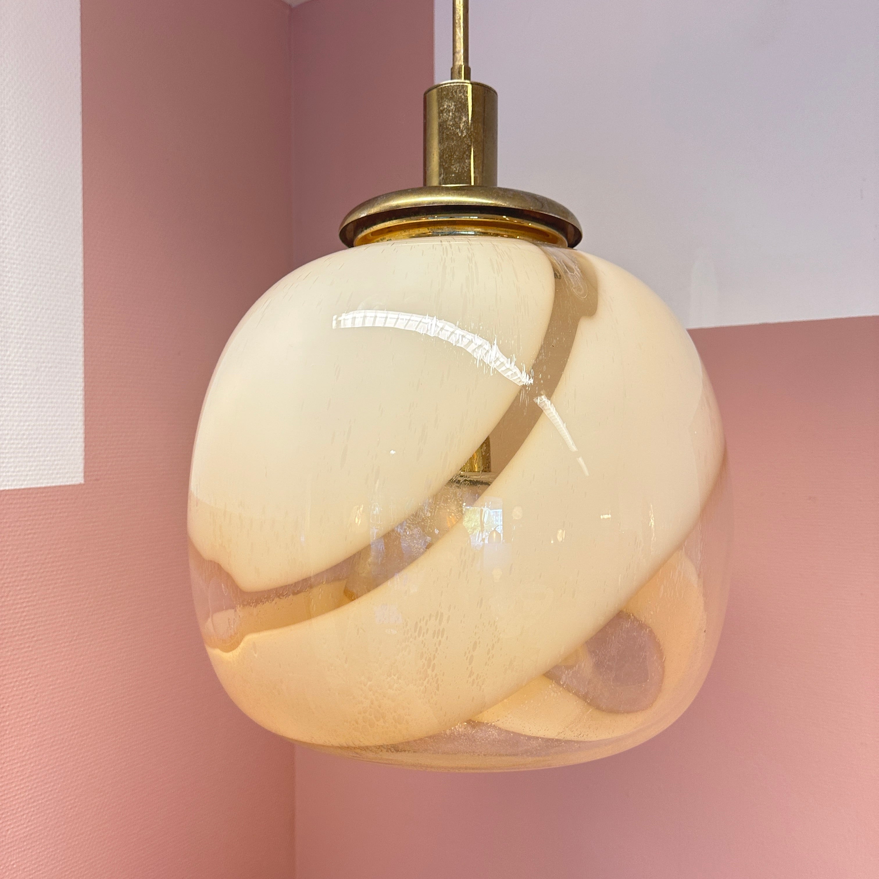 Italian Murano Glass Swirly Donut Hanging Light image 6